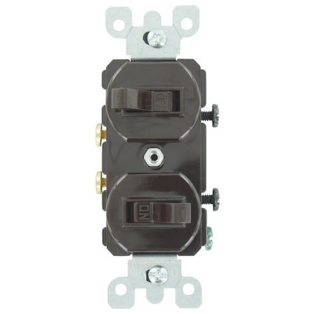 Leviton Single Pole Brown 15A Quiet Duplex Switch 500-05224-02S